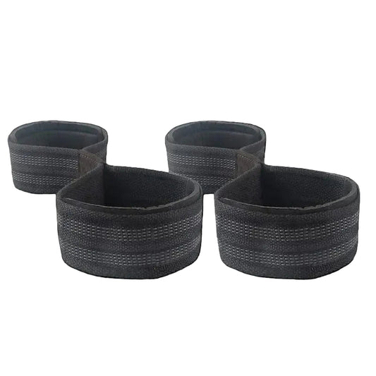 Four gray wristbands on a white background
