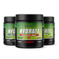 Three containers of Scorpion Supplements Hydrate supplement on a white background