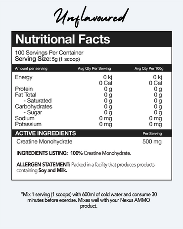 Nexus Sports Nutrition Creatine Monohydrate 500g