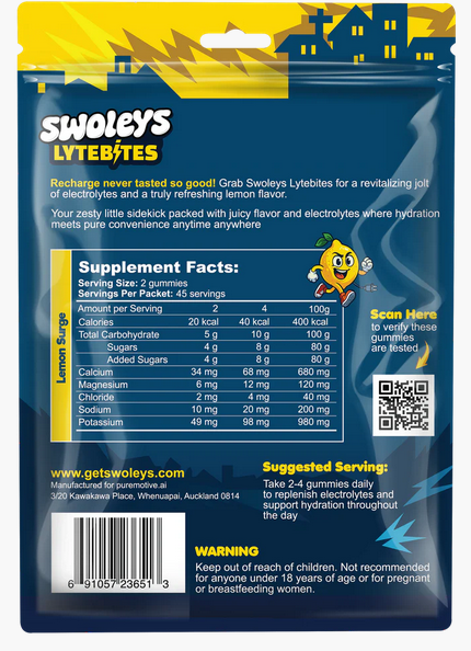 Swoleys LyteBites Electrolyte Gummies – 45 servings
