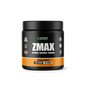 Black supplement container labeled 'ZMAX' with orange label on a white background